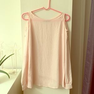 Blush/ silver cold shoulder long sleeve top
